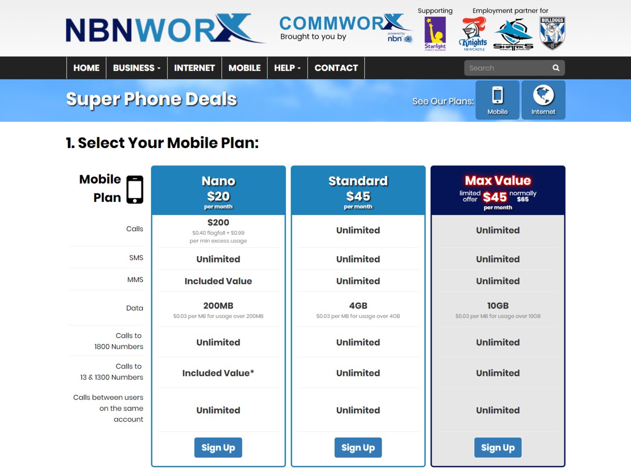 Commworx Mobile Plan Signup Preview